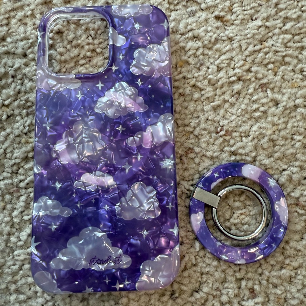 Purple Cloud Phone Case with Ring Holder